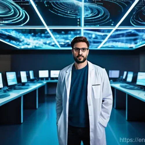Home 31 학습 데이터 분석을 위한 자주 사용하는 라이브러리 - **Prompt:** A focused and composed data scientist, dressed in smart casual attire and a clean lab co...